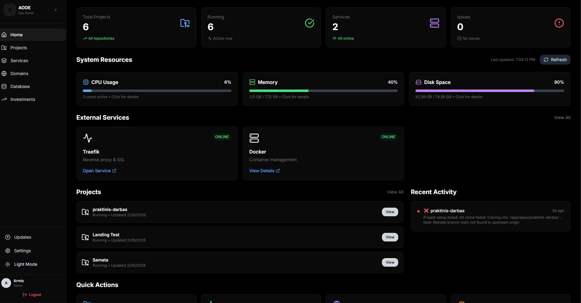 AODE deploy panel